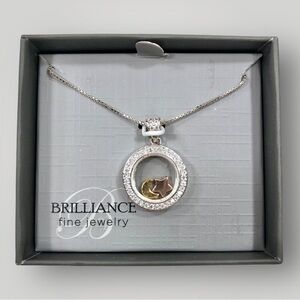 Brilliance Fine Jewelry Floating Charm Locket Moon & Star Pendant Necklace